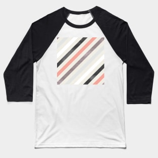 Diagonal Stripes in Black and Pink Baseball T-Shirt